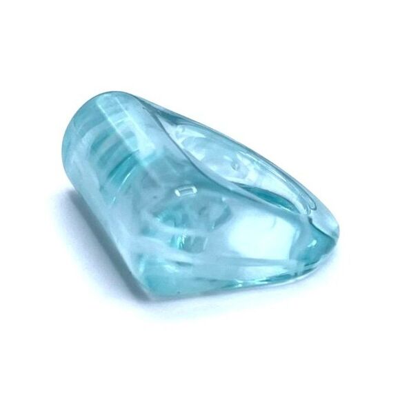 Blue and White Swirl Acrylic Geometric Barrel Chunky Statement Ring Size 6 - Picture 2 of 6